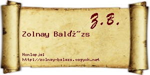 Zolnay Balázs névjegykártya